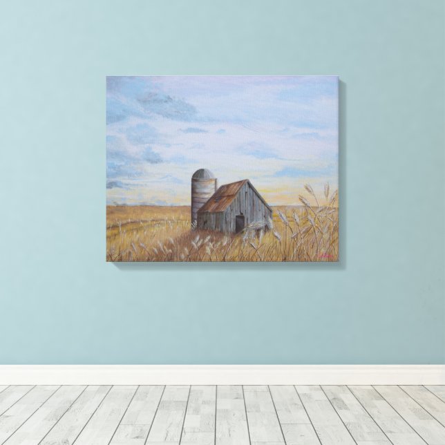 Wheat Field and Barn Canvas Print (Insitu(Wood Floor))