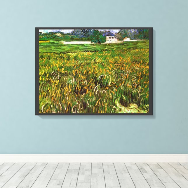 Wheat Field at Auvers by Vincent van Gogh Canvas Print (Insitu(Wood Floor))
