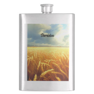 Wheat Field in Summer Hip Flask