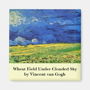 Wheat Field Under Clouded Sky by Vincent van Gogh Magnet