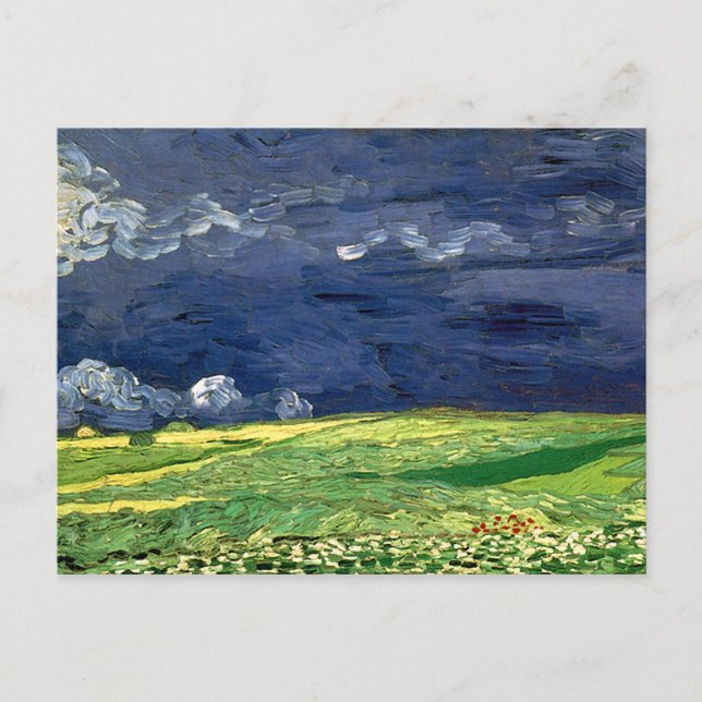 Wheat Field Under Clouded Sky Van Gogh Fine Art Postcard (Front)