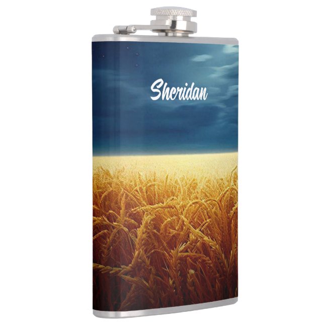 Wheat Field under Moonlight Hip Flask (Right)