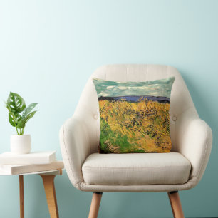 Wheat Field with Cornflowers by Vincent van Gogh Cushion