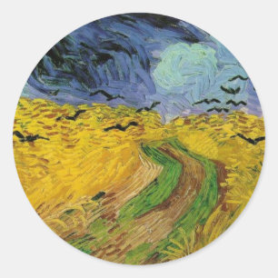 Wheat Field with Crows Classic Round Sticker