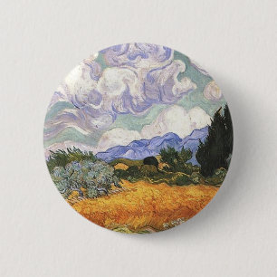 Wheat Field with Cypresses 6 Cm Round Badge