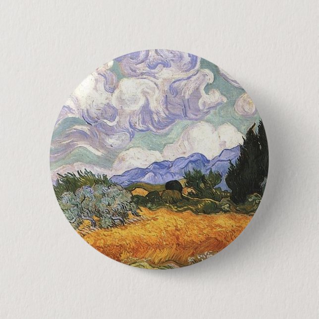Wheat Field with Cypresses 6 Cm Round Badge (Front)