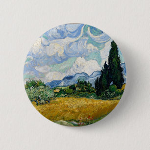 Wheat Field with Cypresses Button