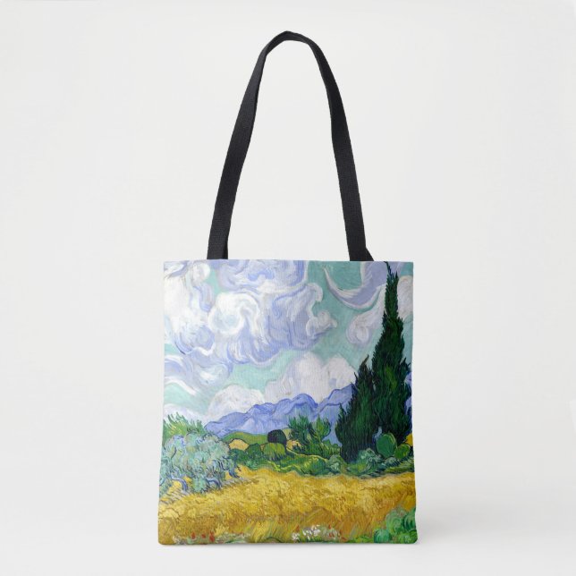 Wheat Field with Cypresses by Van Gogh Fine Art Tote Bag (Front)