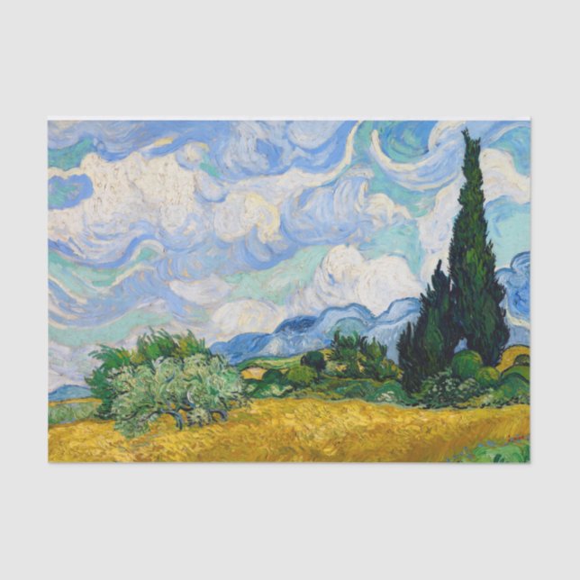 Wheat Field with Cypresses by Vincent Van Gogh Tissue Paper (Front)
