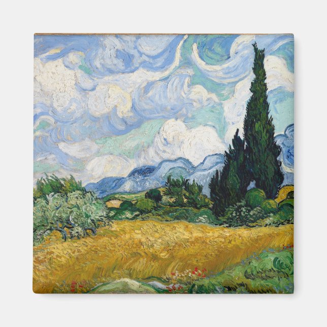 Wheat Field with Cypresses Magnet (Front)