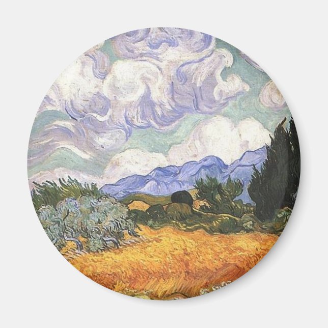 Wheat Field with Cypresses Magnet (Front)
