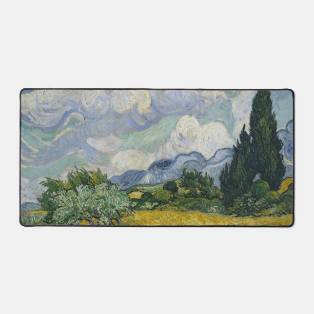 Wheat Field with Cypresses, Oil Painting, Van Gogh Desk Mat (Front)