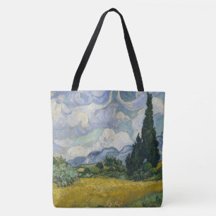 Wheat Field with Cypresses, Oil Painting, Van Gogh Tote Bag