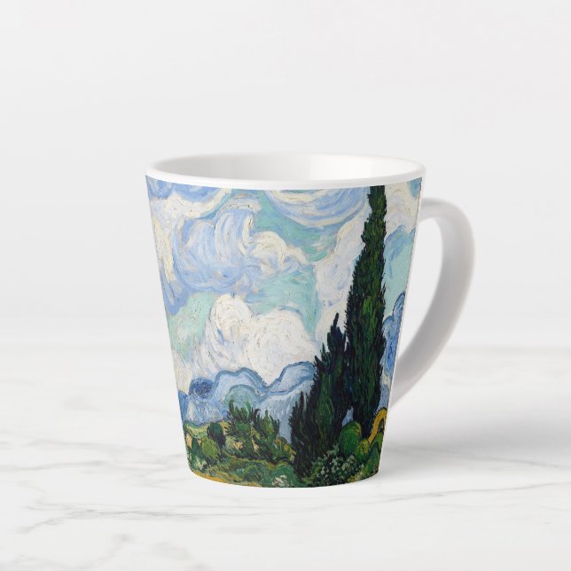 Wheat Field with Cypresses Small Latte Mug (Right Angle)