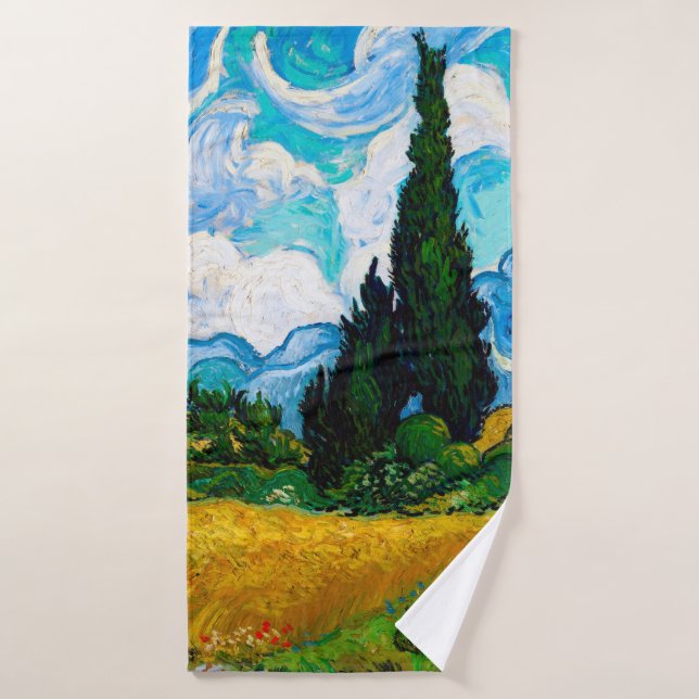 Wheat Field with Cypresses, Van Gogh Bath Towel (Bath Towel)