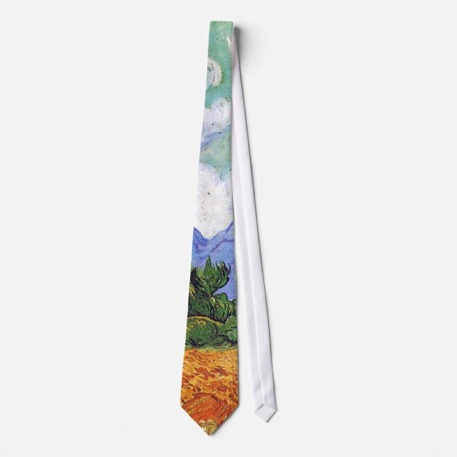 Wheat Field with Cypresses Van Gogh Fine Art Tie (Front)