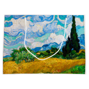Wheat Field with Cypresses, Van Gogh Large Gift Bag