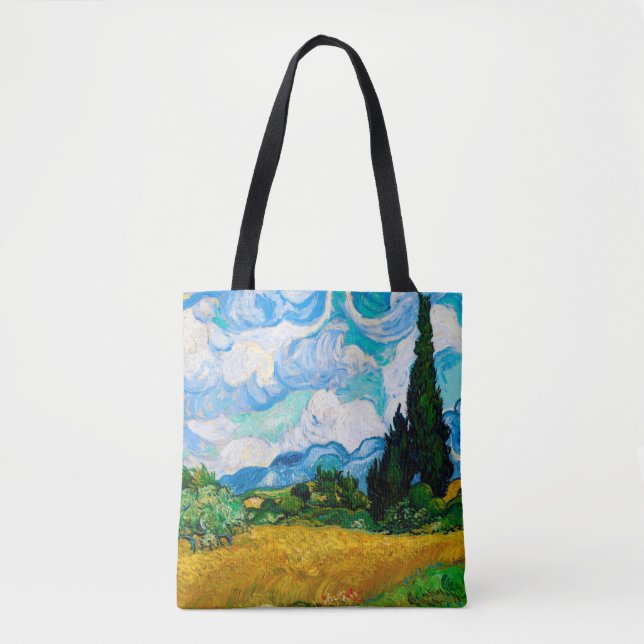 Wheat Field with Cypresses, Van Gogh Tote Bag (Front)