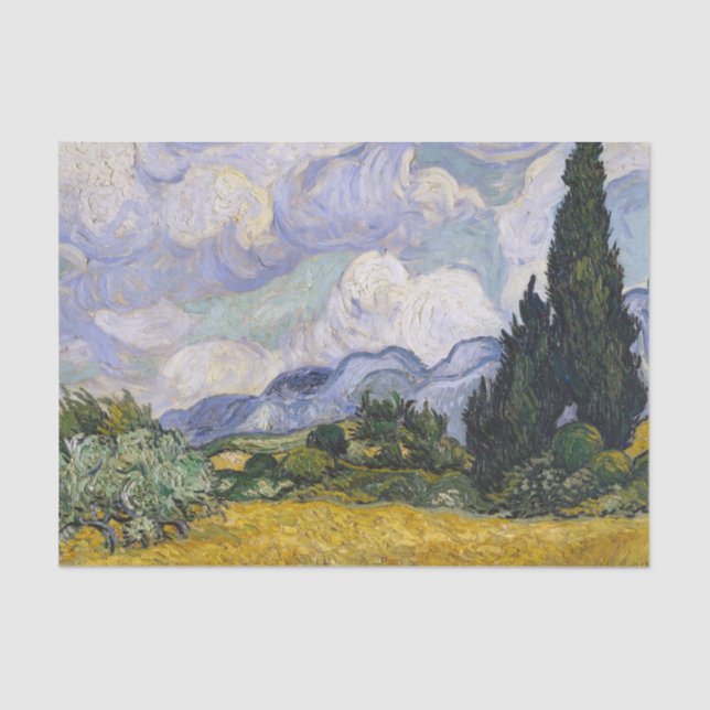 Wheat Field with Cypresses Van Gough Decoupage Tissue Paper (Front)