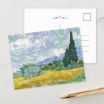 Wheat Field with Cypresses | Vincent van Gogh Postcard<br><div class="desc">Wheat Field with Cypresses (1889) by Vincent van Gogh is a dynamic post-impressionist landscape capturing the vibrant movement of nature. Painted during his stay at the Saint-Paul-de-Mausole asylum in Saint-Rémy-de-Provence, the artwork features a golden wheat field swaying in the breeze, punctuated by tall, dark green cypress trees reaching towards a...</div>