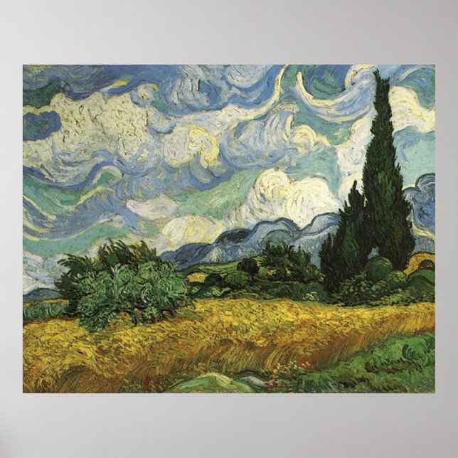 Wheat Field with Cypresses,Vincent Van Gogh Poster (Front)