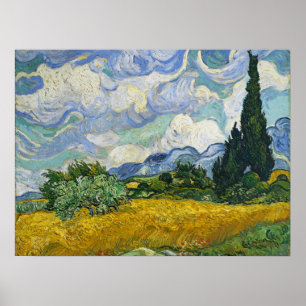 Wheat Field with Cypresses, Vincent van Gogh Poster