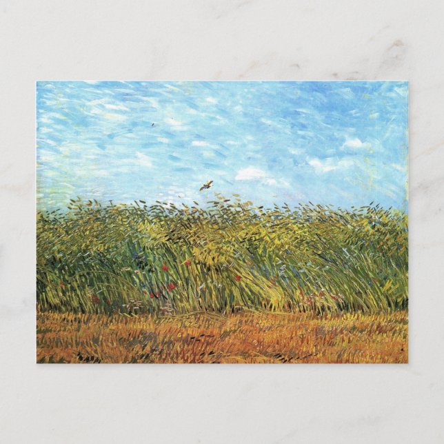 Wheat Field with Lark, Van Gogh Fine Art Postcard (Front)