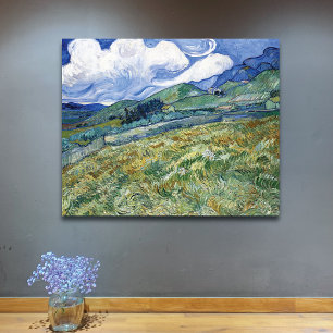Wheat Field with Mountains by van Gogh Canvas Print