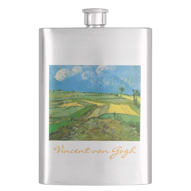 Wheat Fields at Auvers under Clouded Sky Hip Flask (Front)