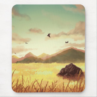 Wheat fields at sunrise mouse pad