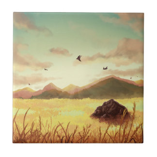 Wheat fields at sunrise tile