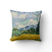 Wheat Fields Painting Van Gough Pillow