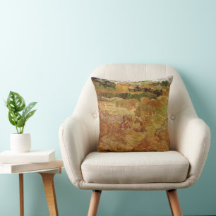 Wheat Fields with Auvers by Vincent van Gogh Cushion