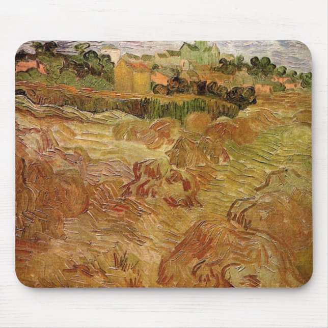 Wheat Fields with Auvers by Vincent van Gogh Mouse Pad (Front)