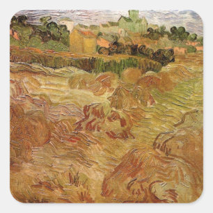 Wheat Fields with Auvers by Vincent van Gogh Square Sticker