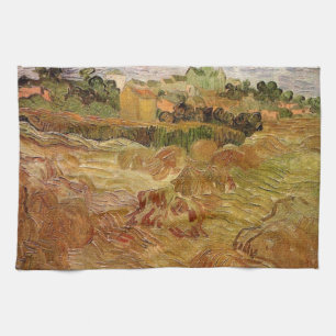 Wheat Fields with Auvers by Vincent van Gogh Tea Towel