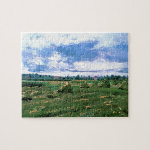 Wheat Fields with Haystacks by Vincent van Gogh Jigsaw Puzzle