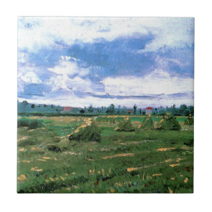 Wheat Fields with Haystacks by Vincent van Gogh Tile