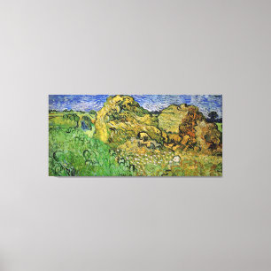 Wheat Fields with Stacks, Vincent van Gogh. Fine i Canvas Print