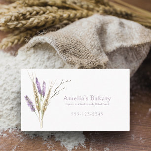 Wheat grain lavender flower artisan bread bakery business card