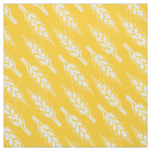 Wheat graphic yellow white patterned fabric