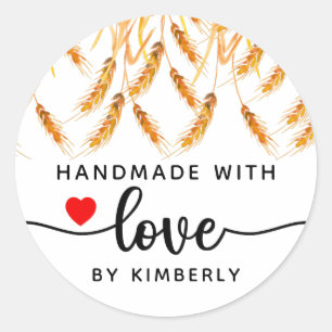 Wheat Handmade with Love  Classic Round Sticker