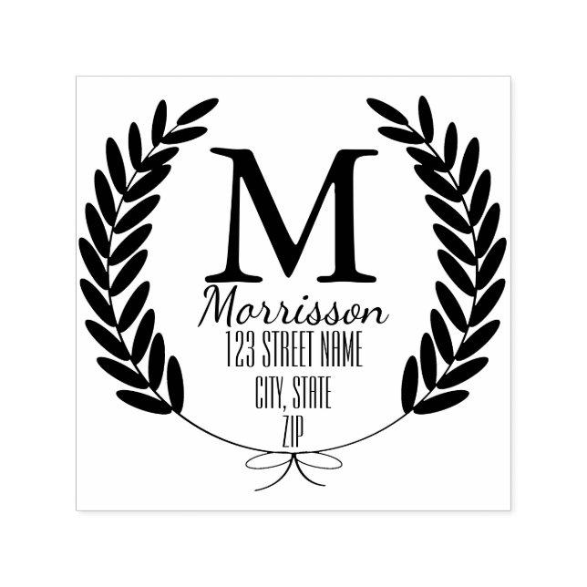 Wheat Laurels Personalised Self-inking Stamp (Design)