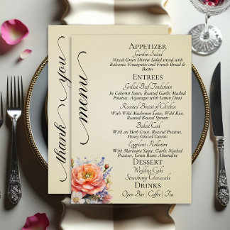 Wheat - Monogram, Wildflowers & Thank You  Menu