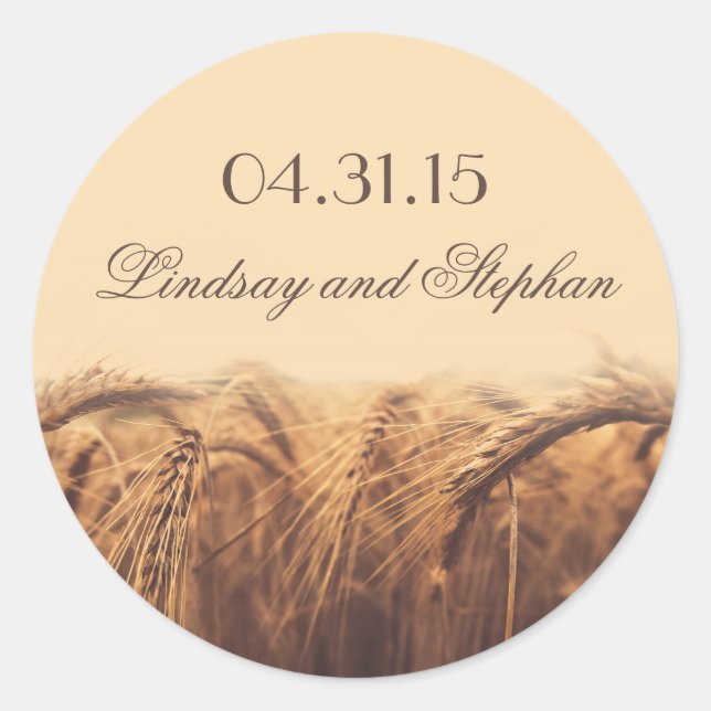wheat rustic wedding stickers (Front)