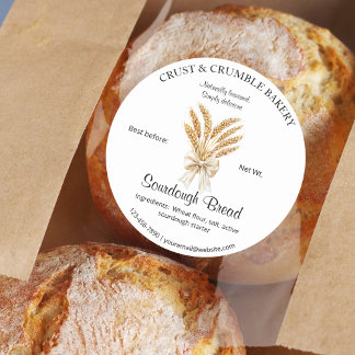 Wheat Sourdough Bread baking ingredients Classic Round Sticker