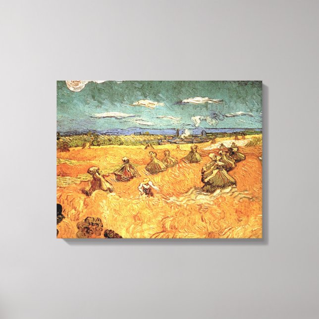 Wheat Stacks with Reaper by Vincent van Gogh Canvas Print (Front)
