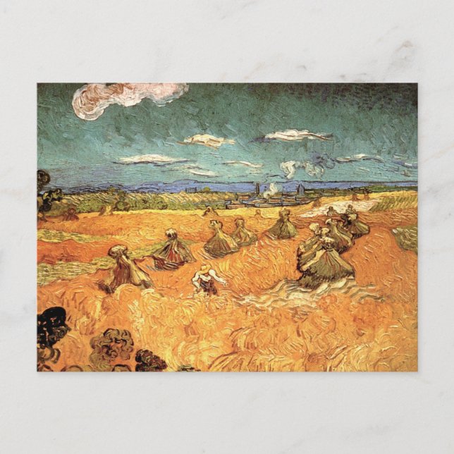 Wheat Stacks with Reaper by Vincent van Gogh Postcard (Front)