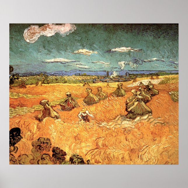 Wheat Stacks with Reaper by Vincent van Gogh Poster (Front)