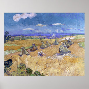 Wheat Stacks with Reaper Vincent Gogh Poster